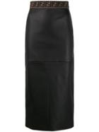 Fendi Zucca Trim Pencil Skirt - Black