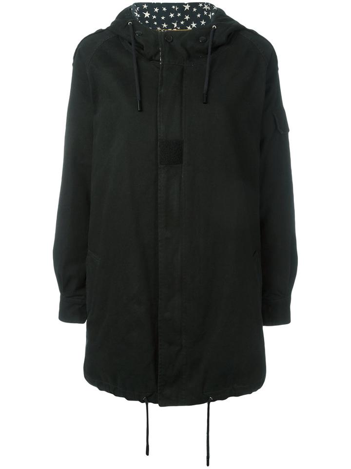 Saint Laurent Star Lined Classic Parka Coat, Women's, Size: 36, Black, Cotton/ramie