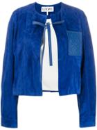 Loewe Logo Embossed Cropped Jacket - Blue