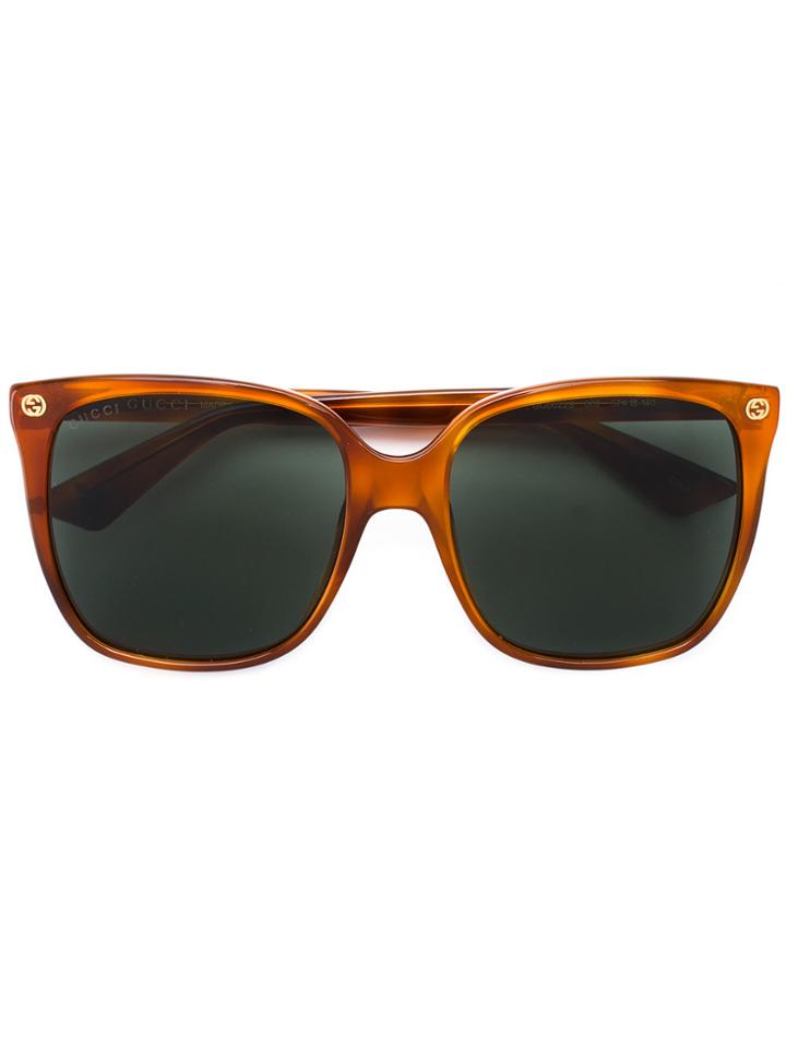 Gucci Eyewear Oversized Square Sunglasses - Yellow & Orange