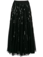 P.a.r.o.s.h. Sequin Embroidered Midi Skirt - Black