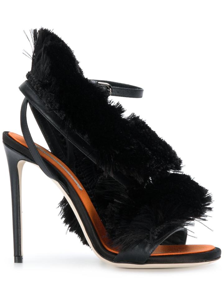 Marco De Vincenzo Fringed Strappy Sandals - Black