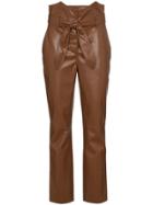 Nanushka Ethan Tie Waist Slim Leg Vegan Leather Trousers - Brown