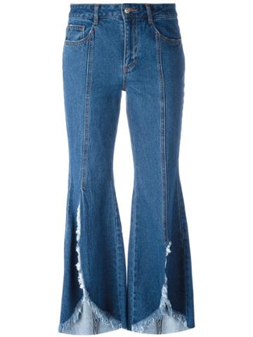 Distressed Flared Jeans - Women - Cotton - S, Blue, Cotton, Steve J & Yoni P