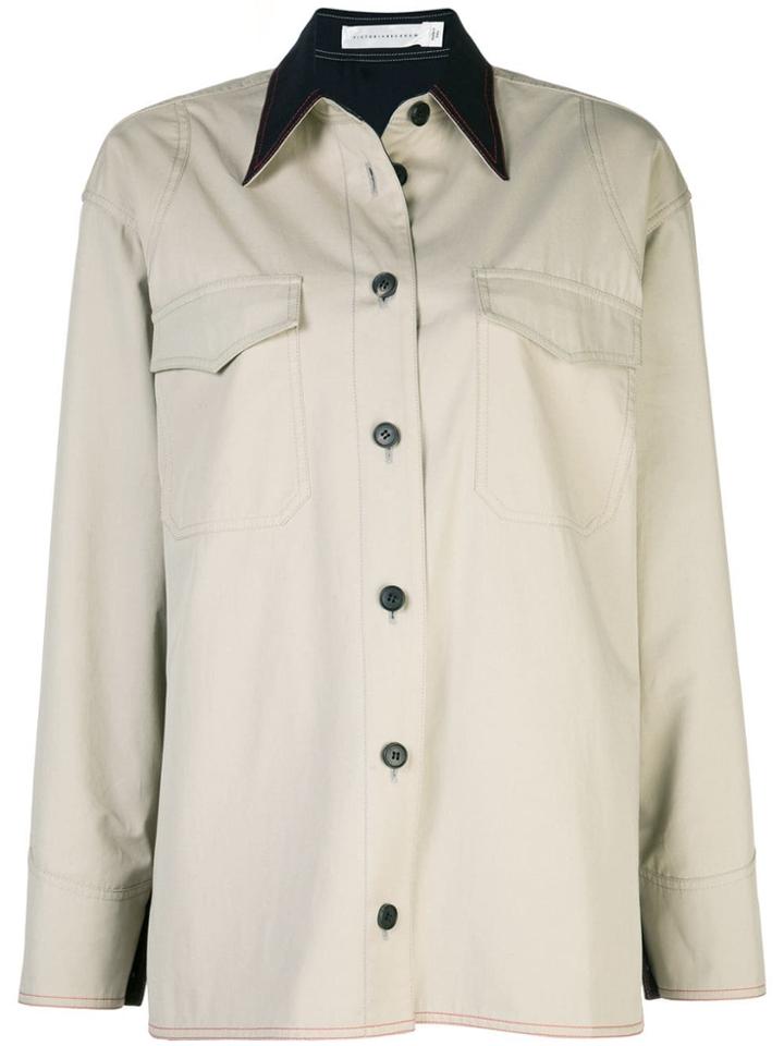 Victoria Beckham Button Shirt Jacket - Neutrals