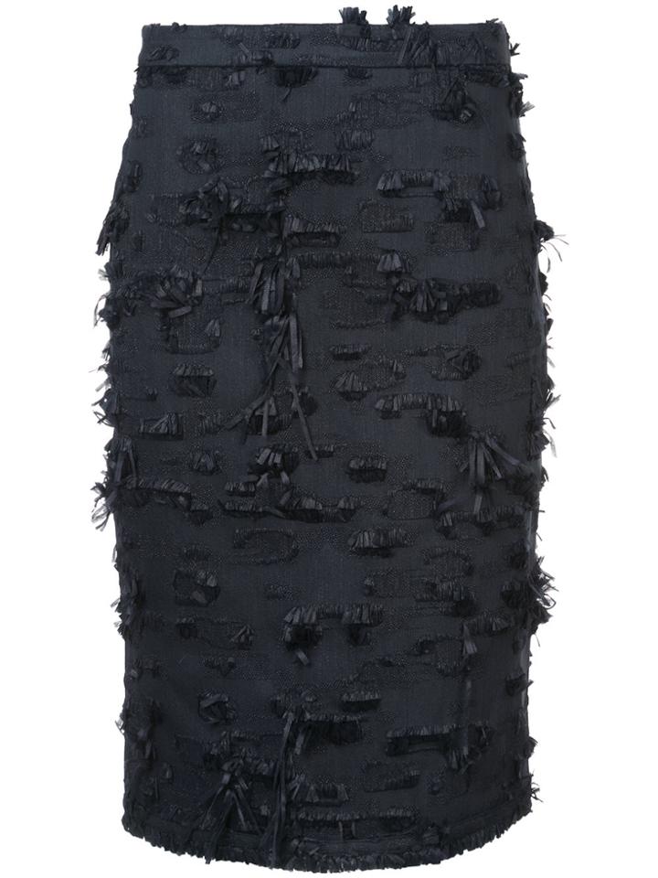 Kimora Lee Simmons Fringed Pencil Skirt - Blue