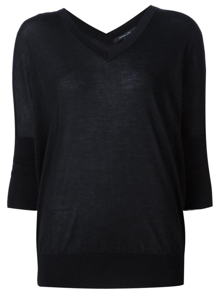 Derek Lam V-neck Jumper, Women's, Size: Large, Black, Silk/cashmere