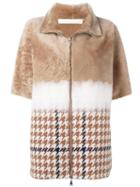 Drome Short Sleeved Jacket, Women's, Size: Large, Brown, Leather/nylon/wool/viscose