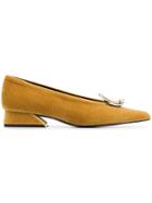Yuul Yie Mustard Yellow Pearl Embellished 30 Velvet Pumps - Yellow &
