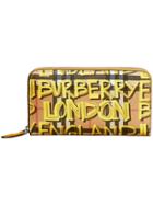 Burberry Graffiti Print Vintage Check Leather Ziparound Wallet -