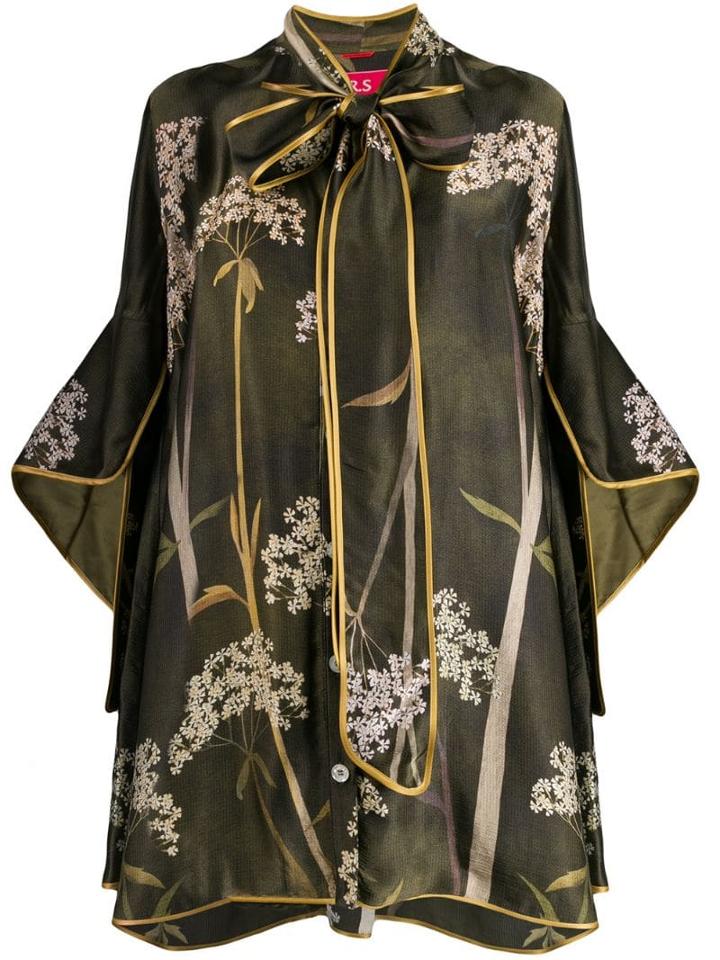 F.r.s For Restless Sleepers Flared Bow Tie Blouse - Green