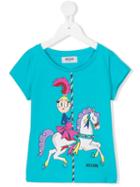 Moschino Kids Carousel Print T-shirt, Girl's, Size: 8 Yrs, Blue