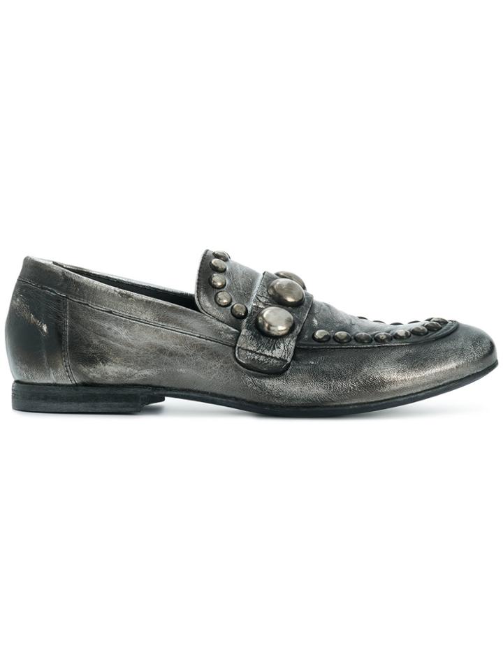 Strategia Distressed Studded Loafers - Metallic