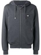 Dolce & Gabbana Drawstring Zip Hoodie, Size: 48, Grey, Cotton
