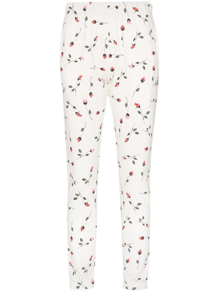 Adam Selman Sport Rose Print Track Pants - White
