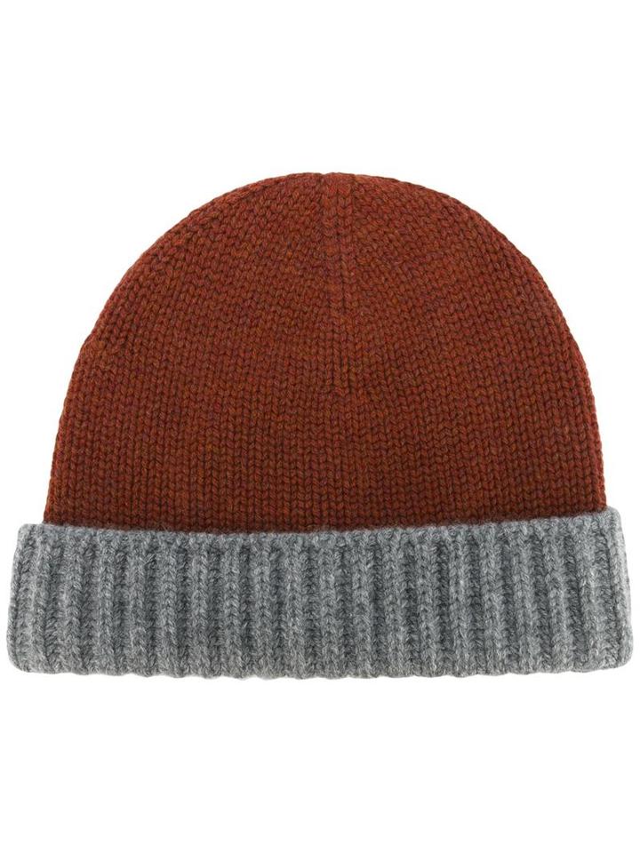 Loro Piana Bicolour Beanie, Men's, Yellow/orange, Cashmere