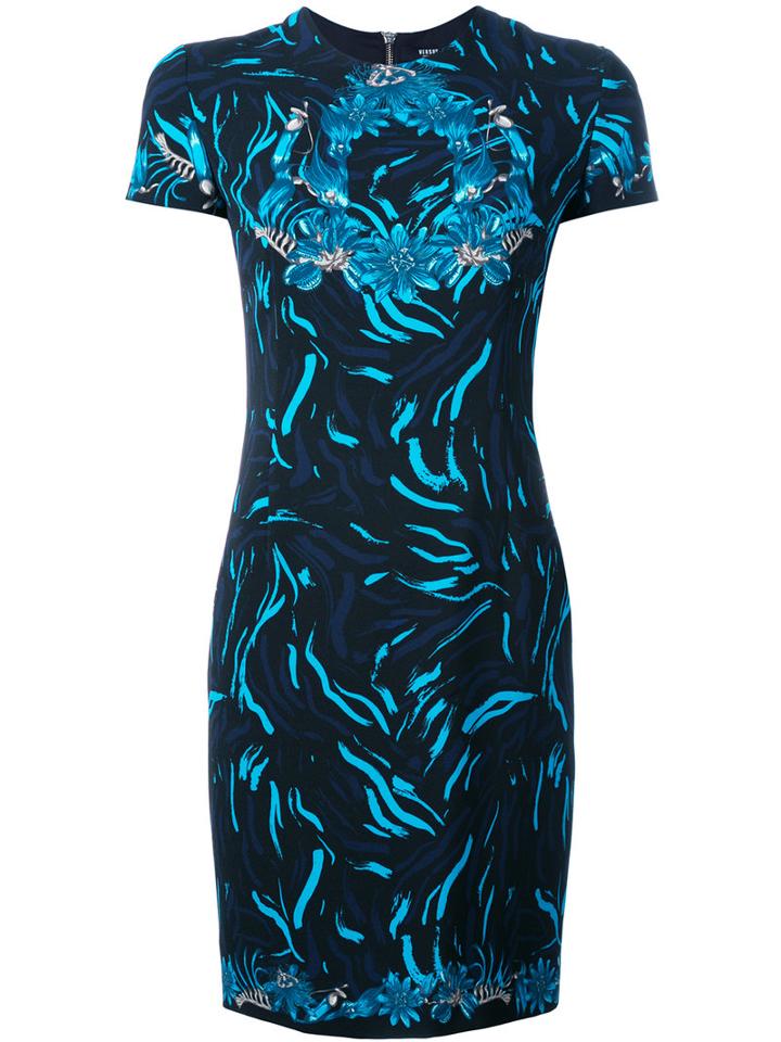 Versus Floral Print Dress, Women's, Size: 44, Black, Polyester/spandex/elastane/polyamide/viscose