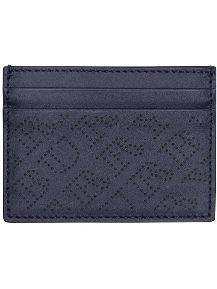 Burberry Perforated Logo Leather Card Case - Blue