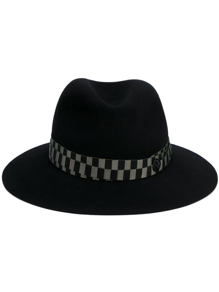 Maison Michel Black Green Henrietta Bondage Fedora Hat