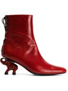 Dorateymur Elephant Heel Ankle Boots - Red
