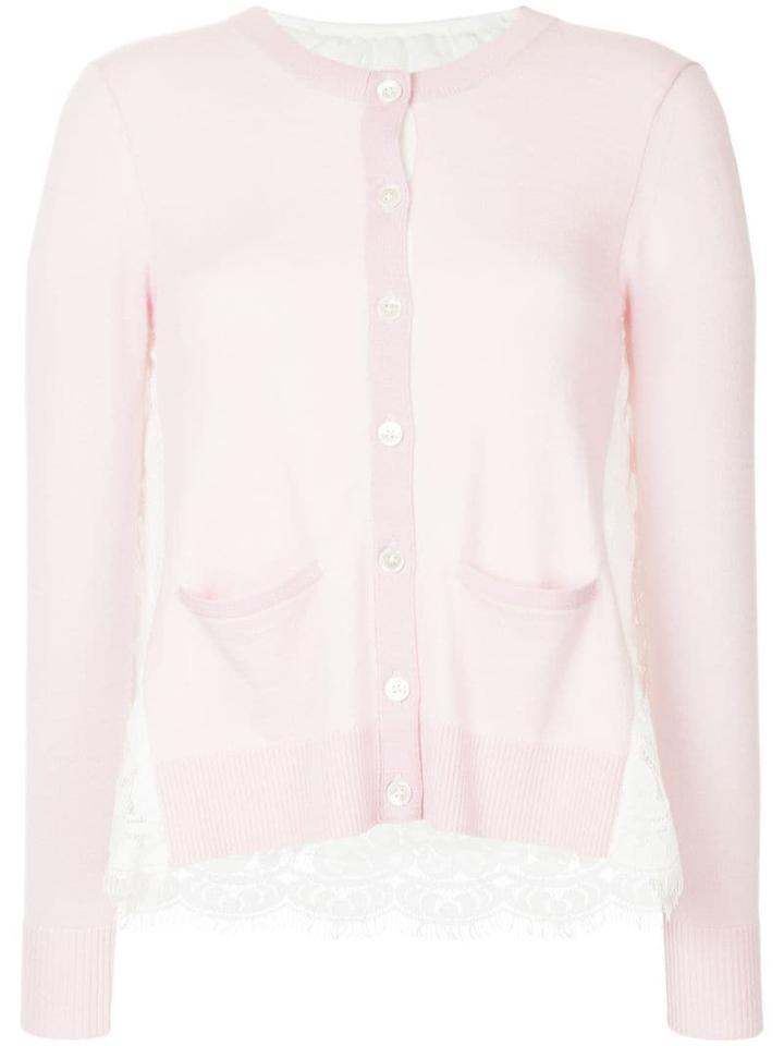 Onefifteen Lace Panel Buttoned Cardigan - Pink