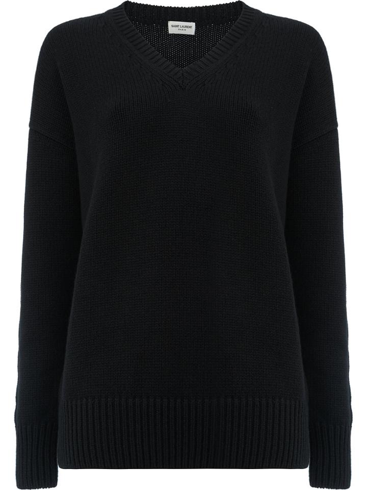 Saint Laurent Heart Embellished Jumper - Black