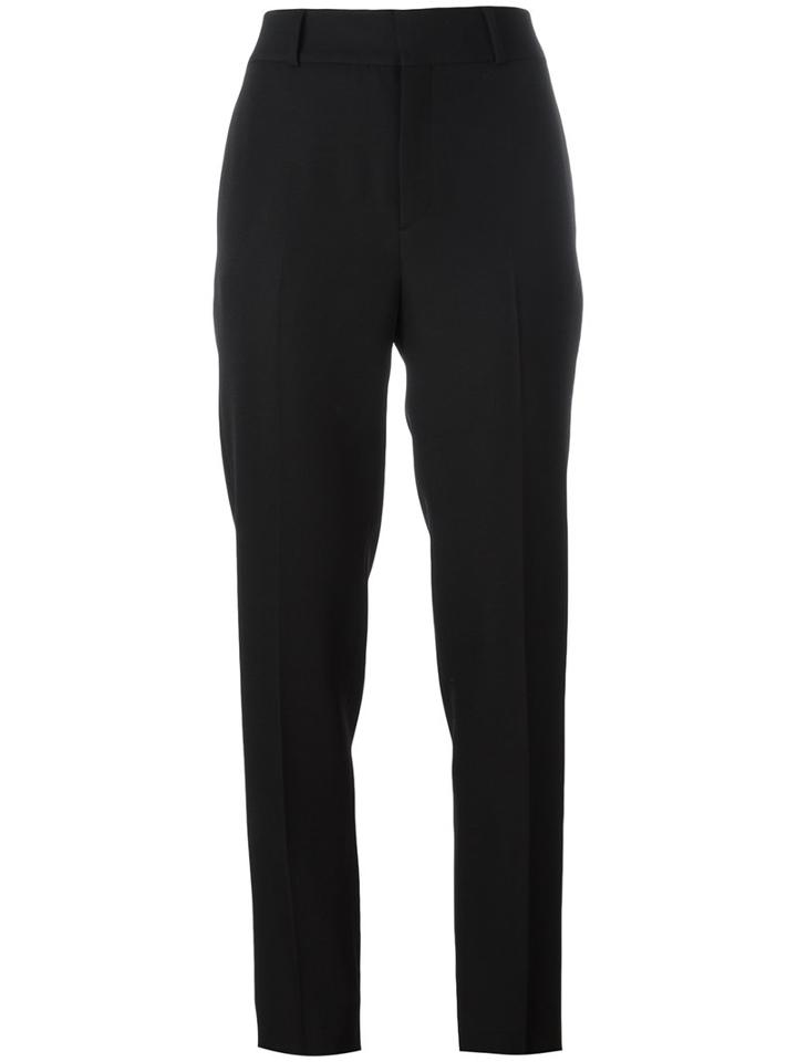 Saint Laurent - Cigarette Tailored Trousers - Women - Wool - 38, Black, Wool