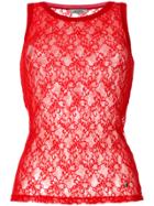 Nina Ricci Sleeveless Lace Top - Red