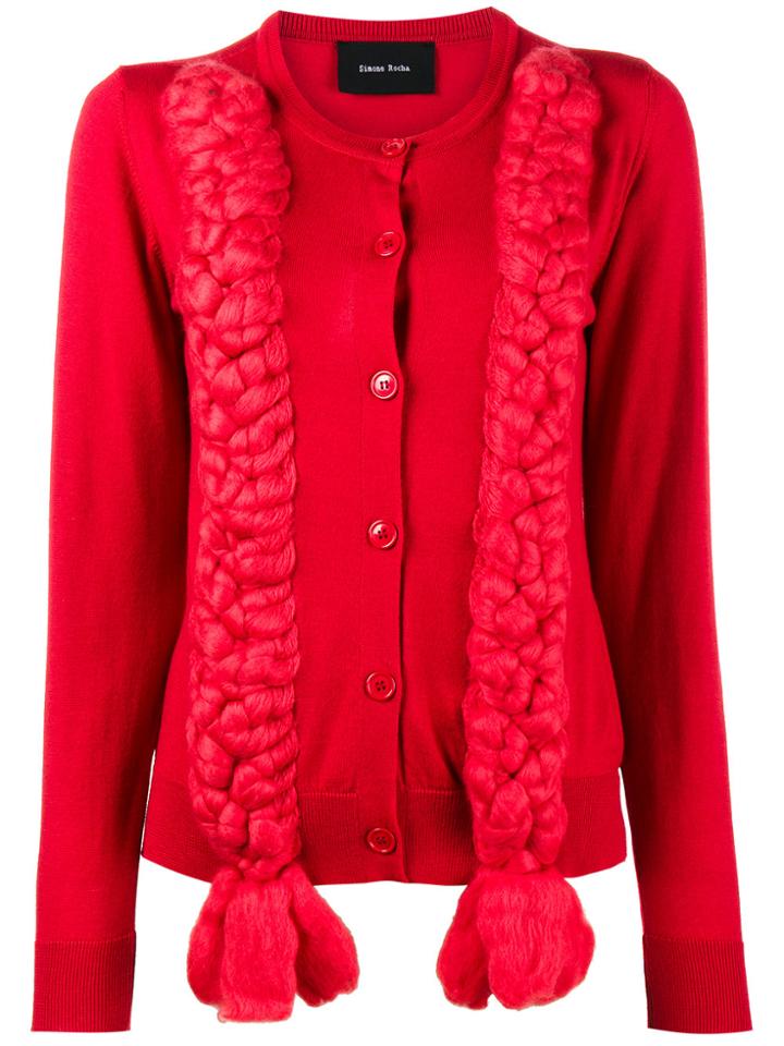 Simone Rocha Silk Braided Cardigan - Red