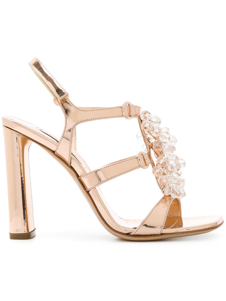 Casadei Bead Embellished Sandals - Metallic