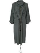 Tibi Silk Drawstring Ruched Dress - Grey