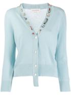 Alexander Mcqueen Embellished V-neck Cardigan - Blue