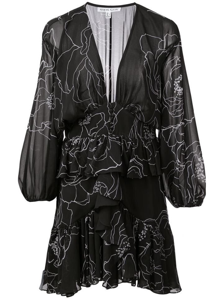 Shona Joy Floral Print Mini Dress - Black