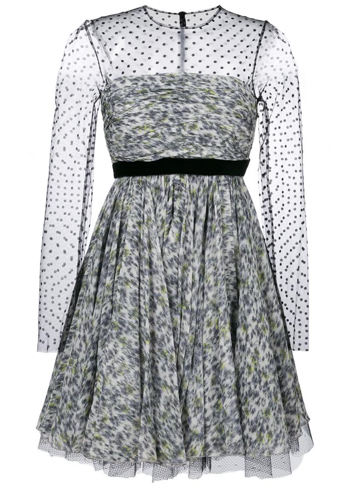 Philosophy Di Lorenzo Serafini Sheer Dotted Panel Flared Dress - Grey