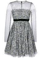 Philosophy Di Lorenzo Serafini Sheer Dotted Panel Flared Dress - Grey