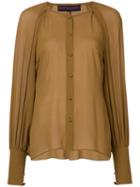 Martin Grant - Balloon Sleeve Shirt - Women - Silk - 36, Brown, Silk
