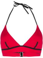 Calvin Klein Logo Printed Bikini Top - Red