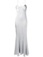 Galvan Cut-out Detail Gown, Women's, Size: 34, Grey, Polyester/triacetate/spandex/elastane