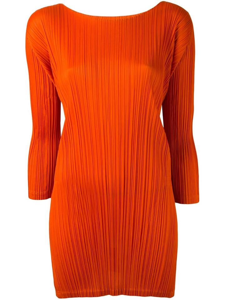 Pleats Please By Issey Miyake Pleated Long Fit Blouse, Women's, Size: 5, Yellow/orange, Polyester