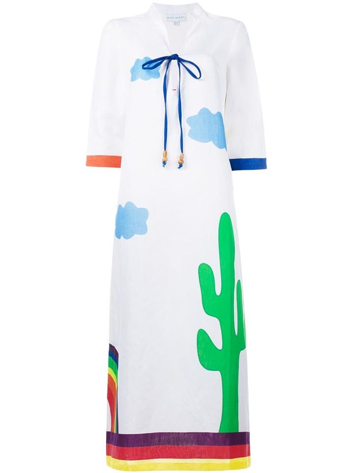 Mira Mikati 'sleep All Over' Kaftan Dress, Women's, Size: 38, White, Linen/flax/cotton