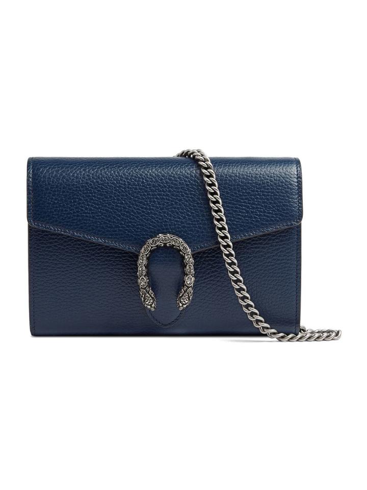 Gucci Dionysus Leather Mini Chain Bag - Blue