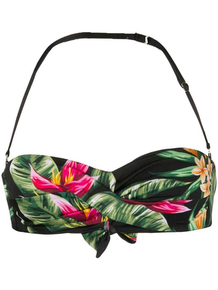 Mc2 Saint Barth Tropical Print Bikini Top - Black