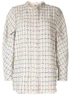 Irene Mole Fur Tweed Shirt Jacket - Yellow