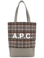 A.p.c. Checked Logo Tote - Grey