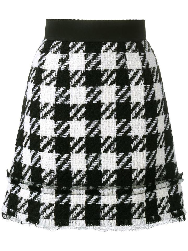 Dolce & Gabbana Houndstooth Skirt, Women's, Size: 44, Black, Cotton/nylon/virgin Wool