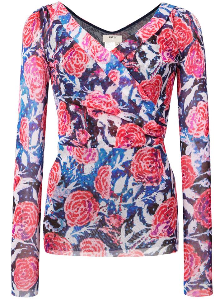 Fuzzi Floral Wrap Top - Pink & Purple