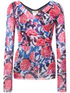 Fuzzi Floral Wrap Top - Pink & Purple