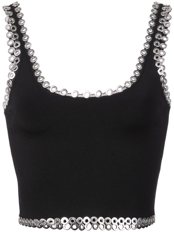 Alexander Wang Rivet Trim Crop Top - Black