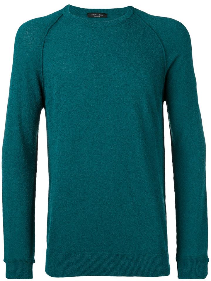 Roberto Collina Ribbed Trim Sweatshirt, Men's, Size: 48, Green, Cotton/polyamide