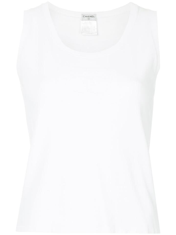 Chanel Vintage Embossed Logo Tank - White